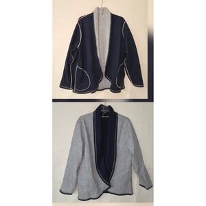 Cuddl Duds Womens XL Reversible Cardigan Blue Gray Knit Long Sleeve Open Front